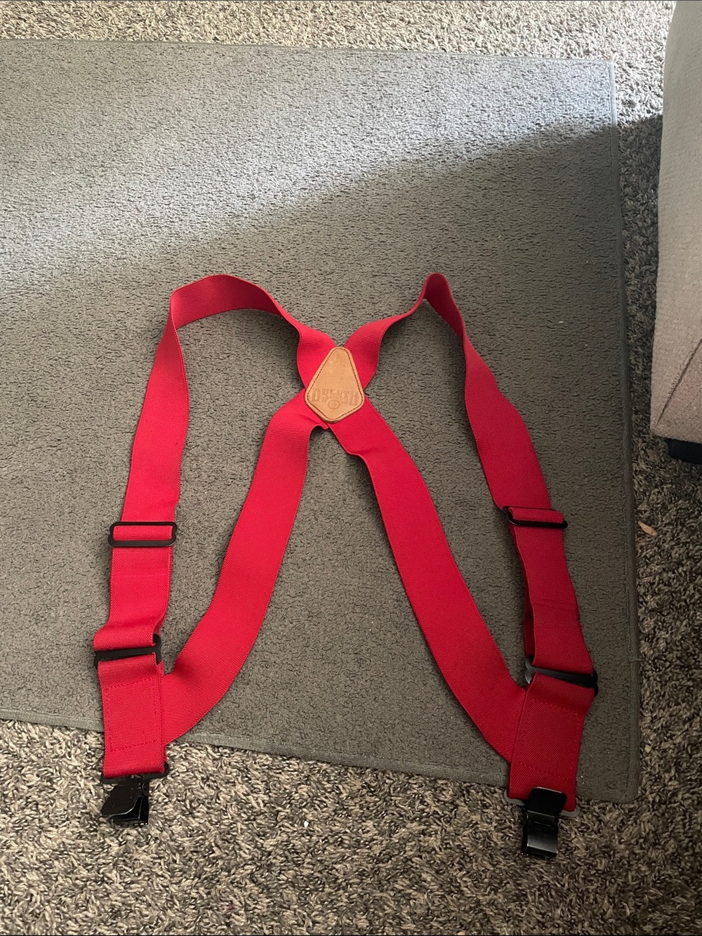 Duluth Trading Co Red Men's Adjustable Suspenders with Leather Patch
